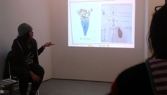 Artist Charlotte Emily showing her work in 2013