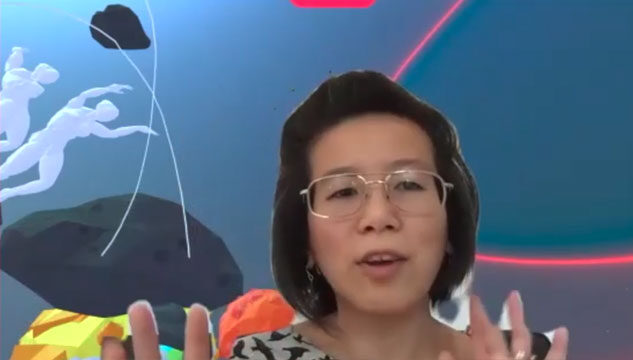 Dr Cecilia Wee gesturing, in a promo video for With For About